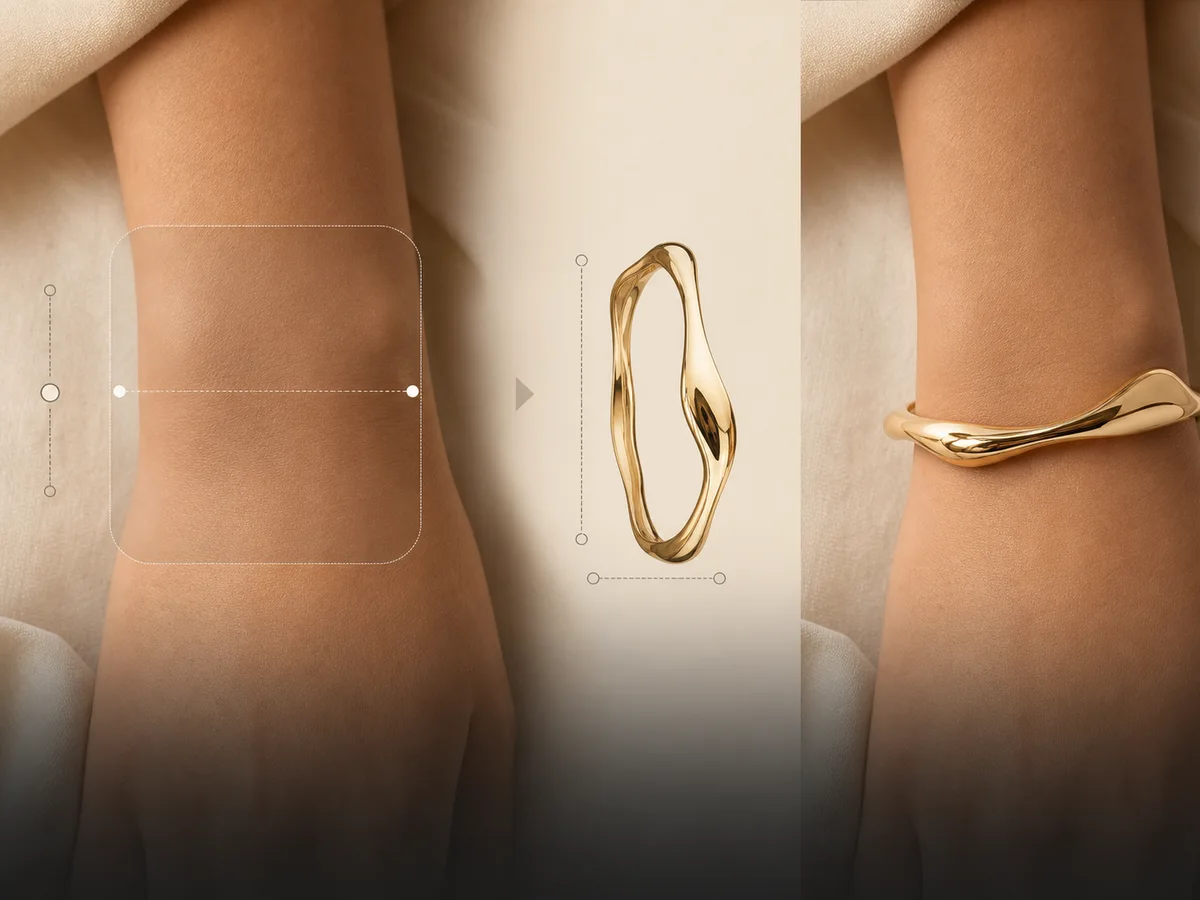 Bracelet positioned on a wrist with Lustra AI virtual try-on